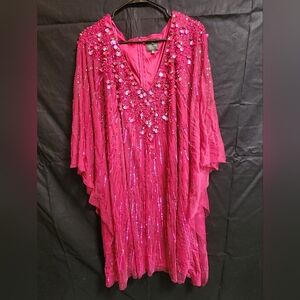 Adrianna Papell Fuchsia Sequin Asymmetrical Dress